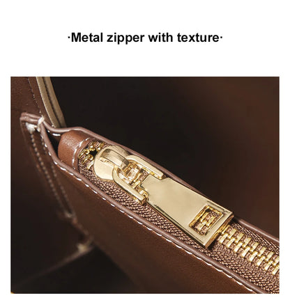 Damen Handtasche aus Split-Leder mit großer Kapazität