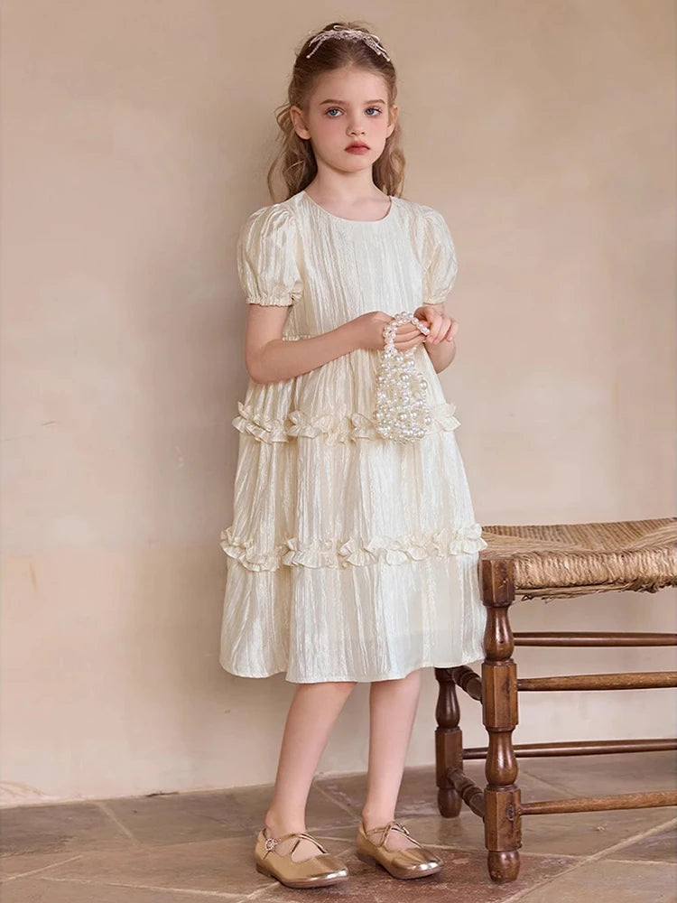 Sommerkleid für Mädchen im chinesischen Retro-Stil mit kurzen Ärmeln – Kawaii Cheongsam Chi-Pao Design für Kinder von 110cm bis 170cm