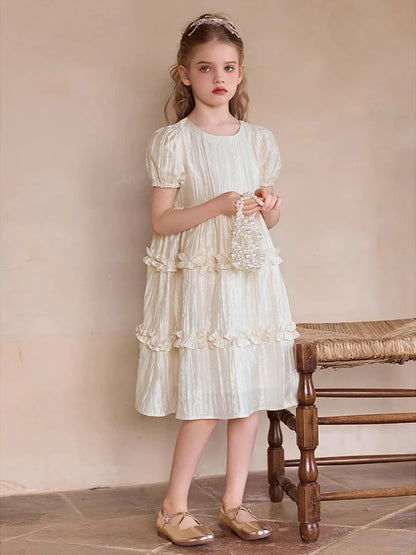Sommerkleid für Mädchen im chinesischen Retro-Stil mit kurzen Ärmeln – Kawaii Cheongsam Chi-Pao Design für Kinder von 110cm bis 170cm