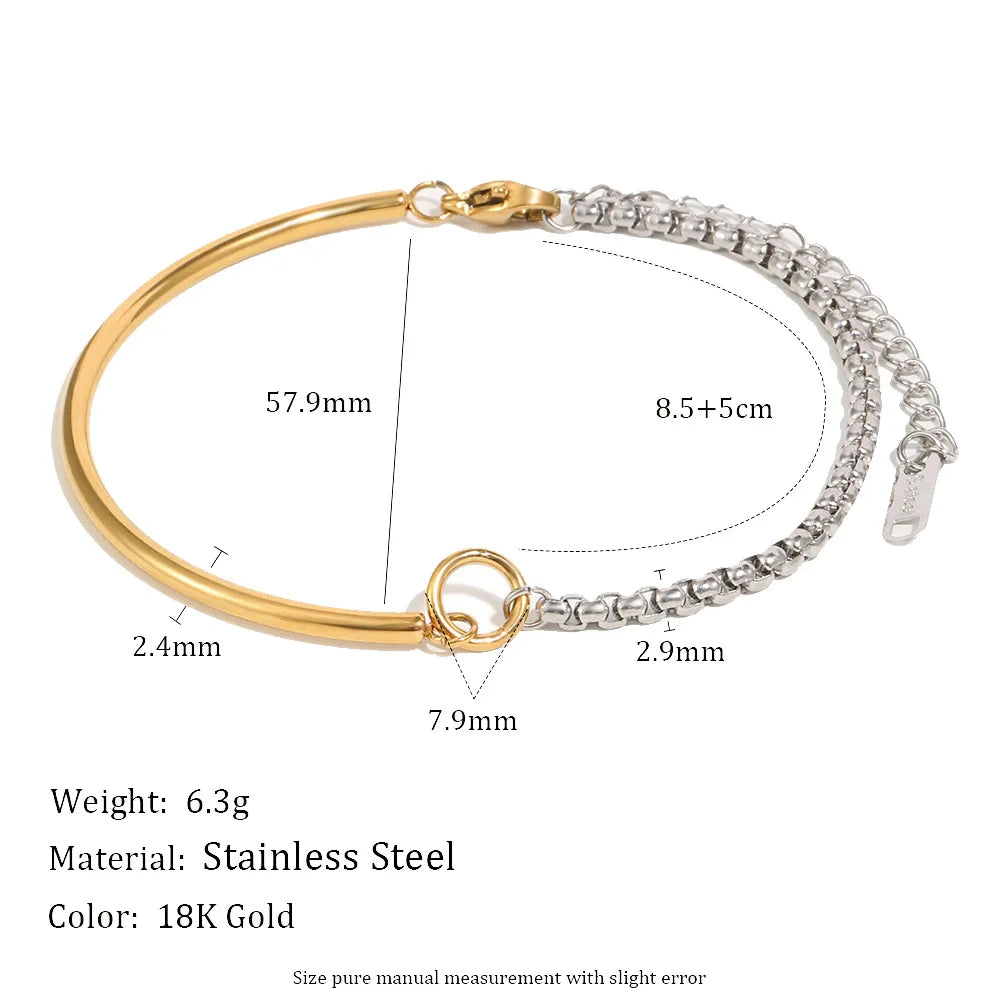 Damen-Armband mit Kastenkette und Stabglieder aus Edelstahl