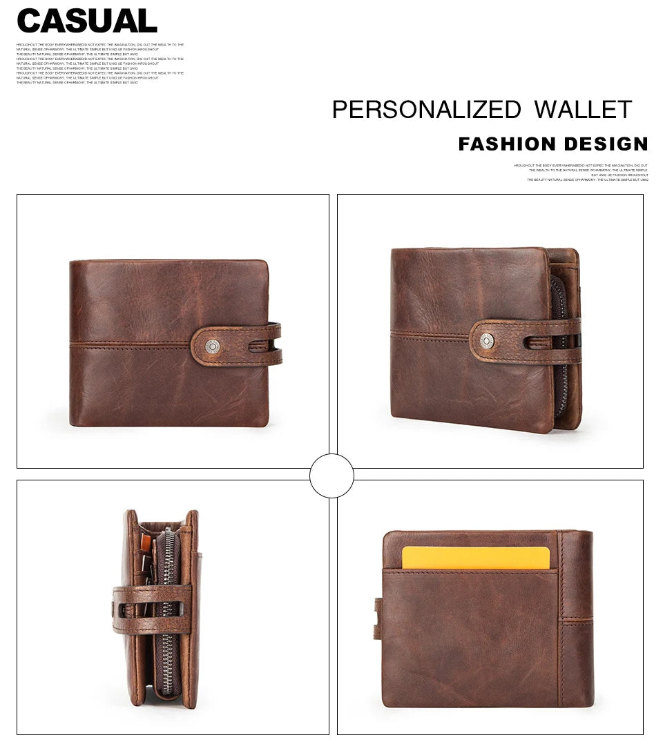 Herren Echtleder Geldbörse Bifold Vintage RFID Kartenhalter Geldclip Münzfach Reise