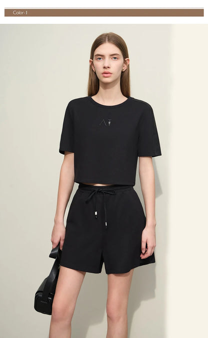 Damen Shorts im lässigen Stil mit Aushöhlung und elastischer Taille