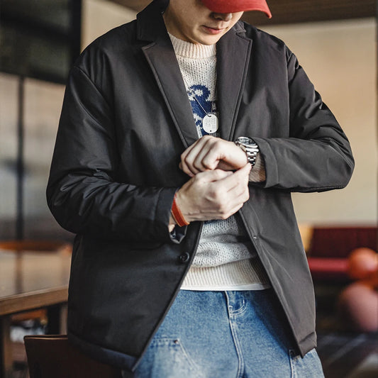 Herren Anzugjacke Verdickte Reverskragen Warmer Mantel Vielseitige Oberbekleidung Herbst Winter