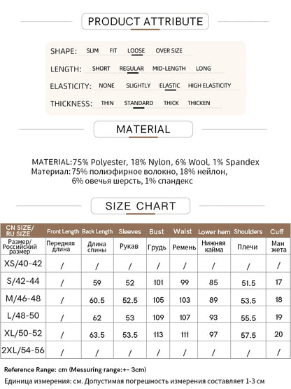 AMII Material- und Größenübersicht mit Tabelle und Messwerten