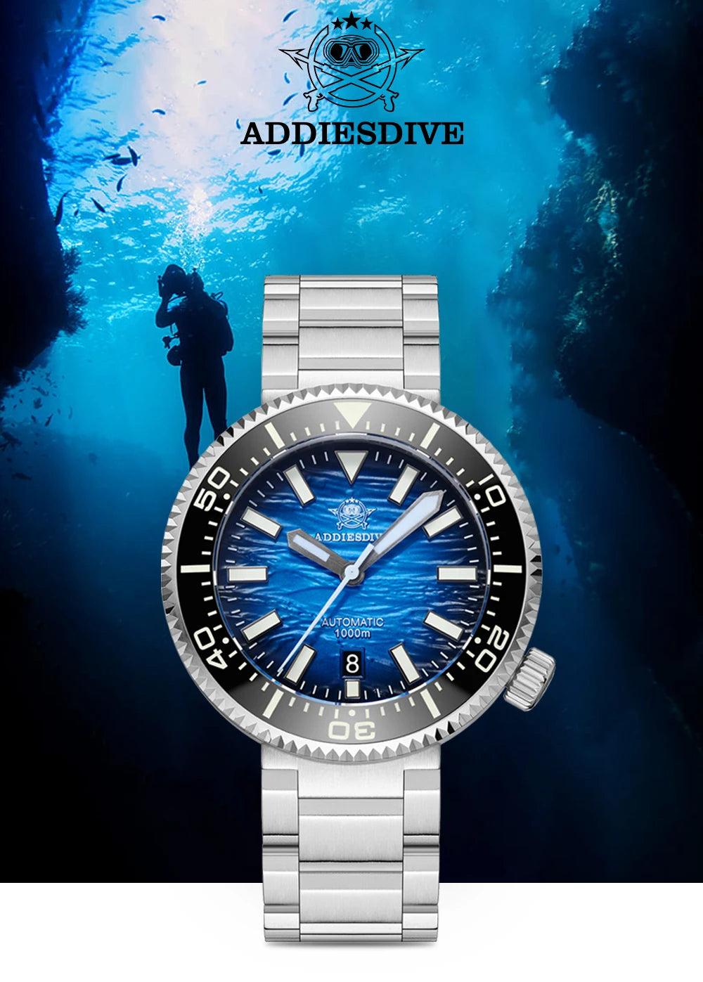 Herren-Profi-Taucheruhr mit 1000 m Wasserdichtigkeit und NH35A