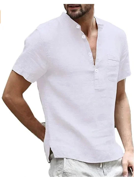 Lässiges Herren-Sommerhemd aus Baumwolle mit kurzen Ärmeln