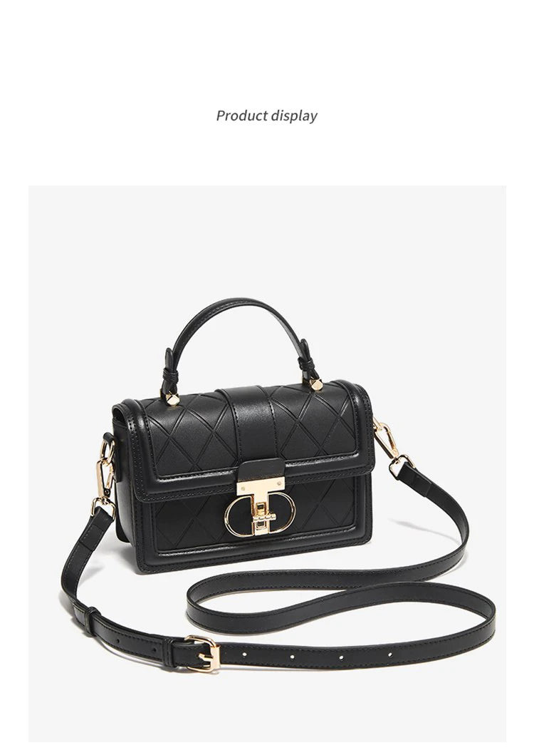 Damen Top-handle Tasche aus Split Leder mit Diamant-Gitter
