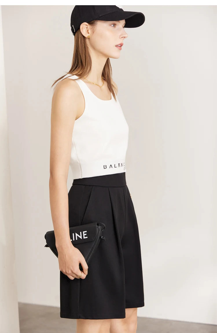 Damen Shorts im Minimalismus-Stil mit elastischer Taille für den Sommer