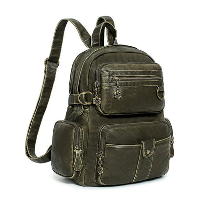 Damen-Schulrucksack Großes Fassungsvermögen 20-35 Liter Mit Gepolstertem Rücken Vintage Schwarz