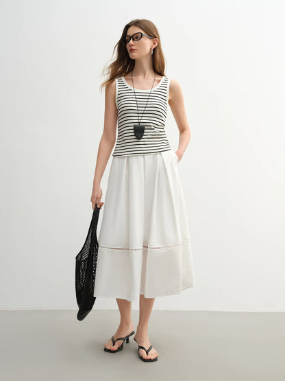 Eleganter Plus-Size-Rock im französischen Retro-Stil mit Polka-Dots – Sommerlicher, hoch taillierter Schlankmacher-Rock