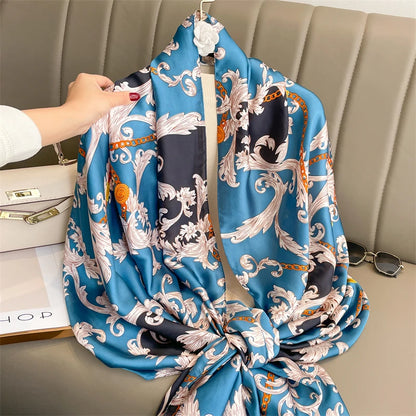 Damen Seidenschal groß 180x90cm Sommer Strand Foulard Bandana weich