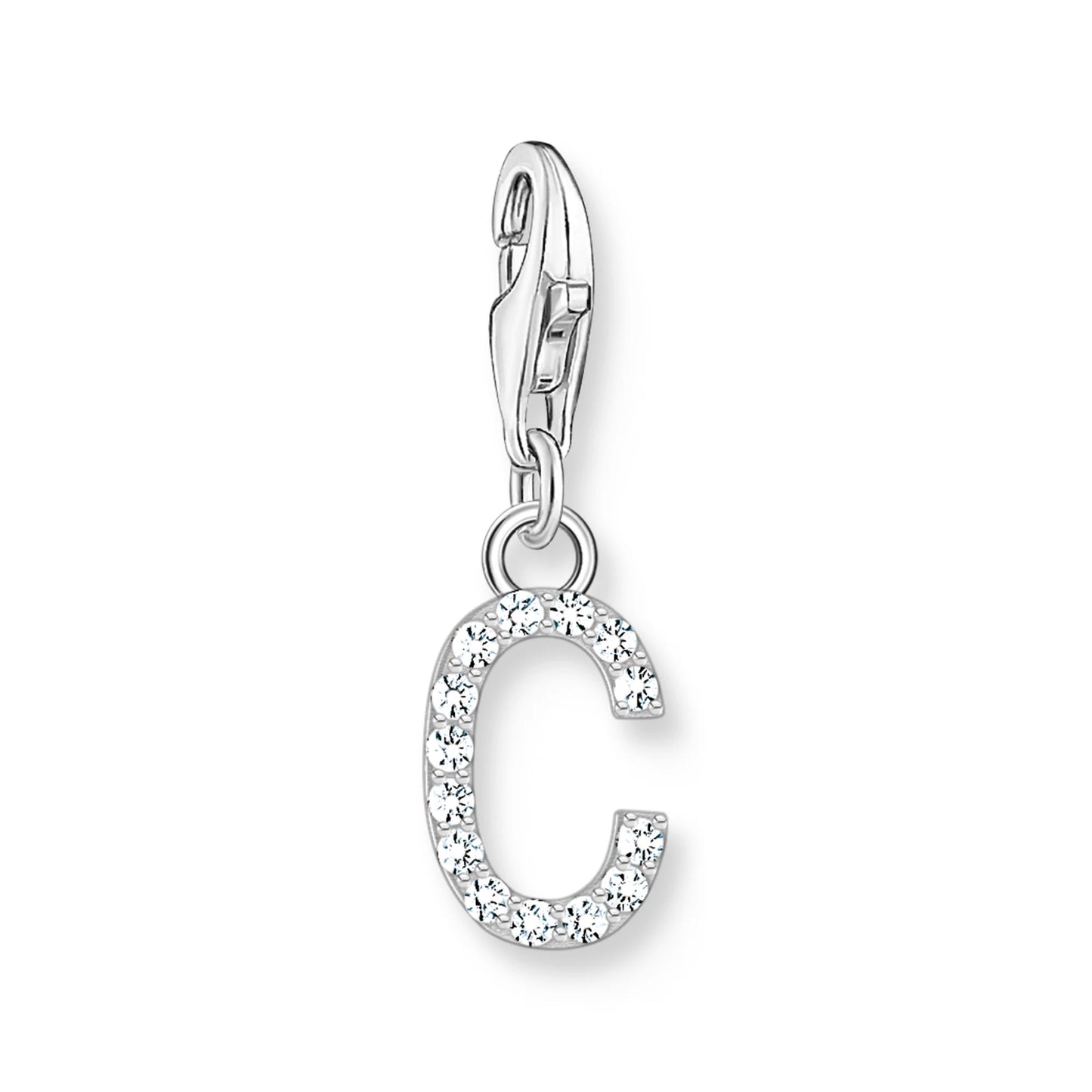 Damen-Charm-Anhänger Buchstaben weißer Stein klassisch aus Sterlingsilber