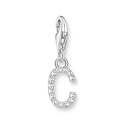 Damen-Charm-Anhänger Buchstaben weißer Stein klassisch aus Sterlingsilber