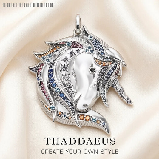 Damen-Charm-Anhänger Einhorn royales Märchen aus Sterlingsilber