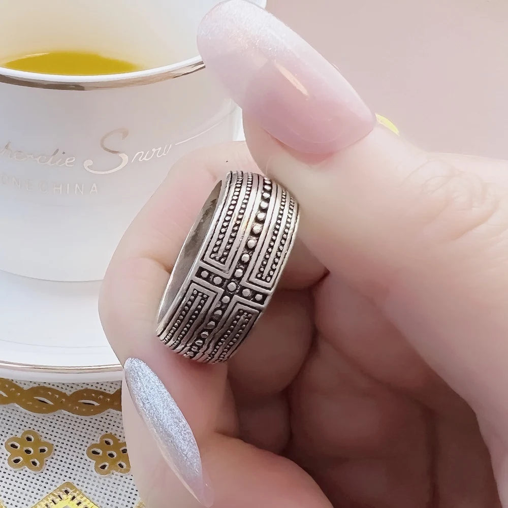 Damen-Ring Kreuz Bandring Vintage Europa aus Sterlingsilber