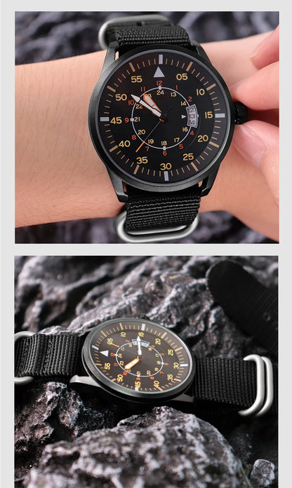 Herren-Quarzuhr mit Nylonarmband für Alltag und Freizeit