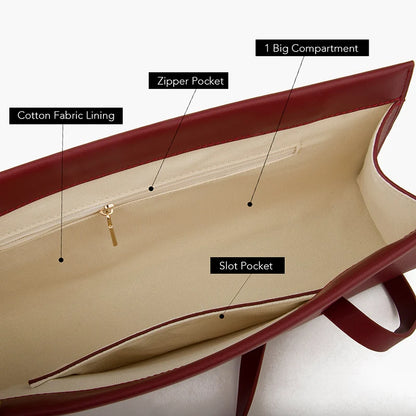 Rote Schultertasche Spaltleder In Baguette-Form | Donna-In