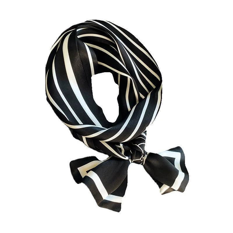 Damen Seidenschal dünn Taschenband Foulard Haarband Stirnband bedruckt G