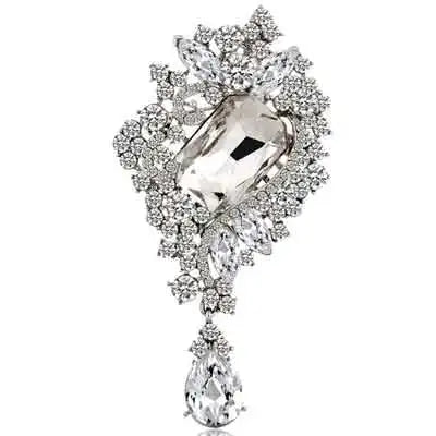 Brosche Blume Kristall Perle Luxus Party Anhänger Abzeichen Unisex