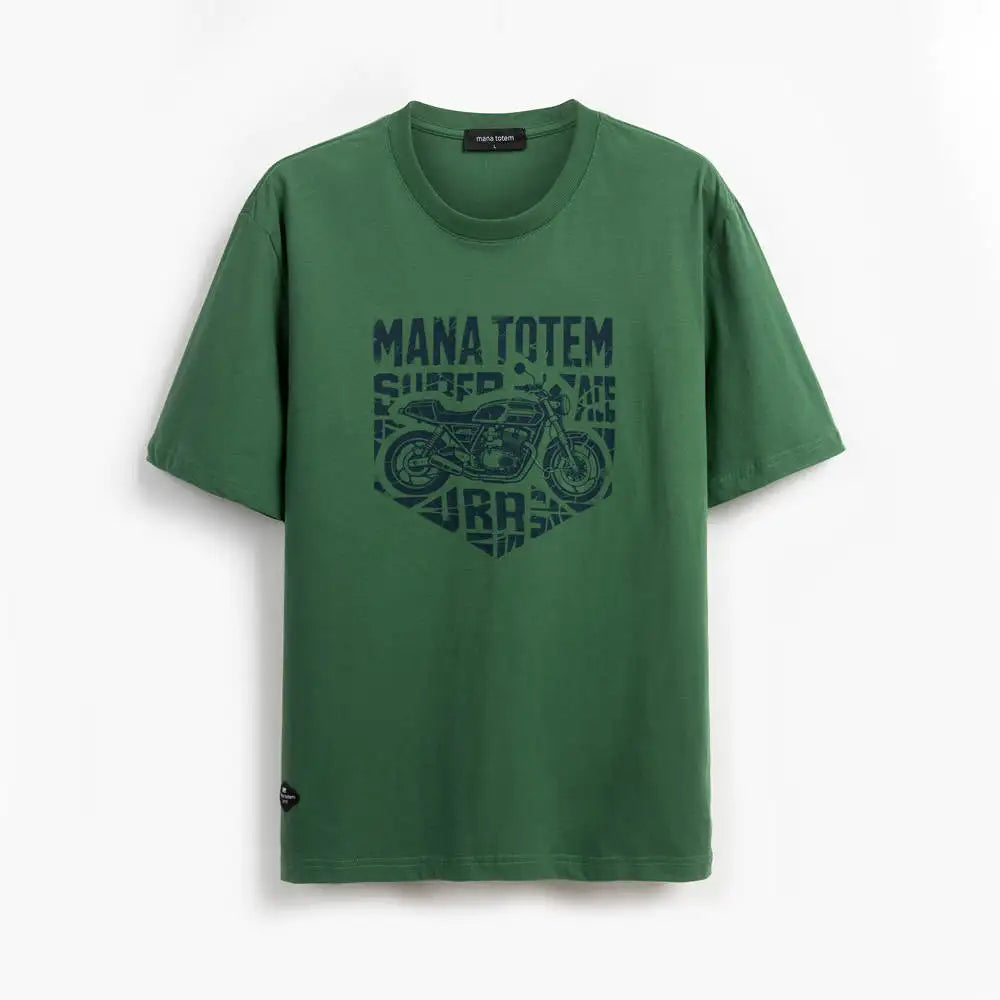 Komfortables Herren T-Shirt Mit Motorrad Druck In Reiner Baumwolle