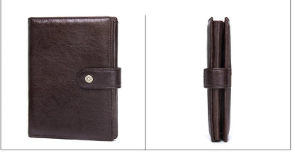 Herren Echtleder Geldbörse Vintage Trifold Kurzgeldbörse Kartenhalter Reisepass