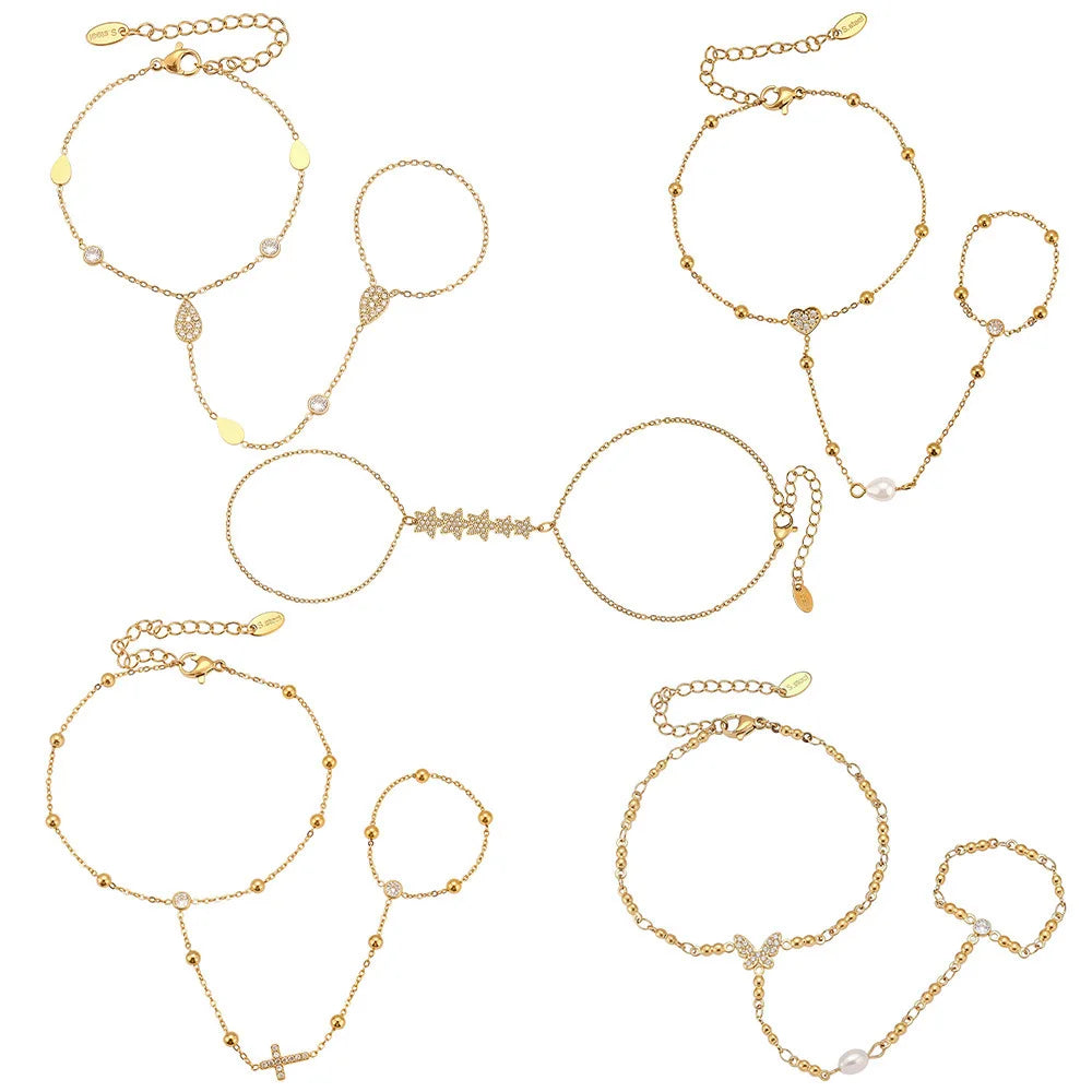 Damen-Charm-Armband mit 5A-Zirkonia aus Edelstahl
