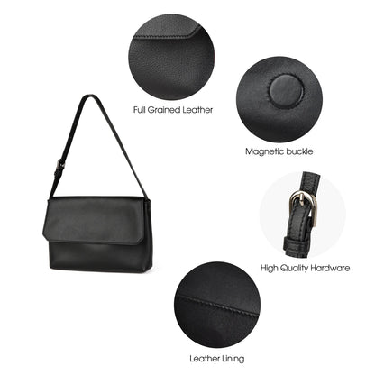 Leder Schultertasche - Vollnarbiges Rindsleder Quadratisch Crossbody