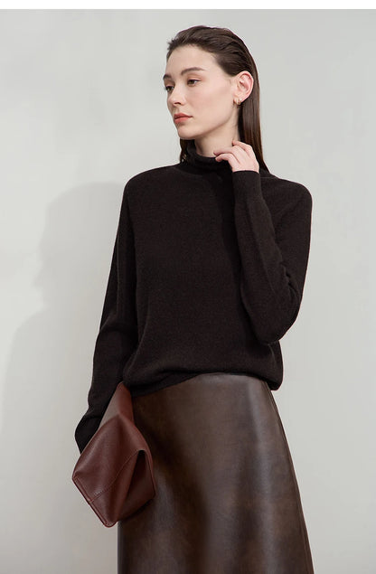 Damen-Rollkragenpullover Wolle-Kaschmir warm elegant Herbst-Winter