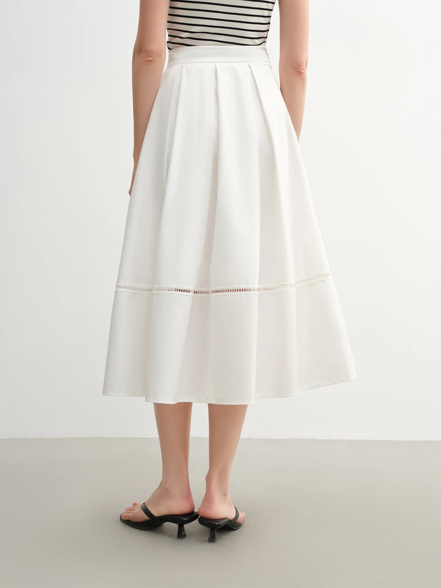 Eleganter Plus-Size-Rock im französischen Retro-Stil mit Polka-Dots – Sommerlicher, hoch taillierter Schlankmacher-Rock