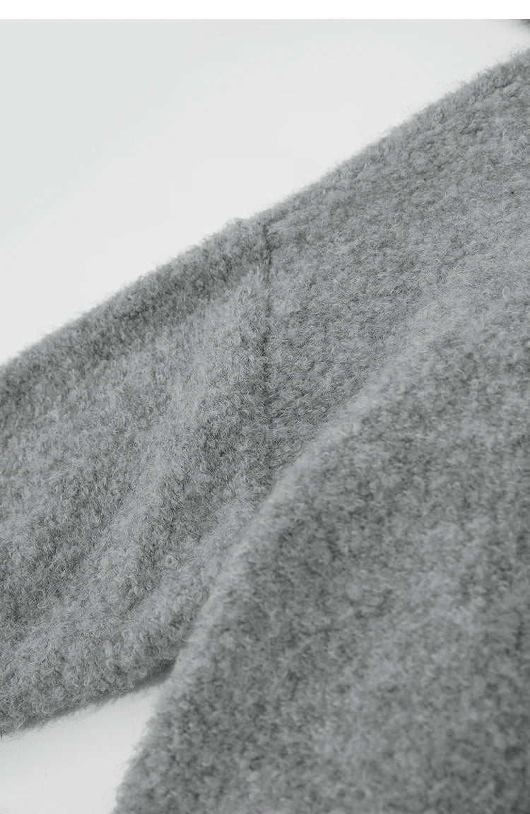 Damen-Kapuzenpullover Wolle Reißverschluss locker dick warm Winter