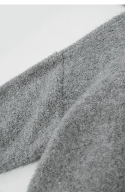 Damen-Kapuzenpullover Wolle Reißverschluss locker dick warm Winter