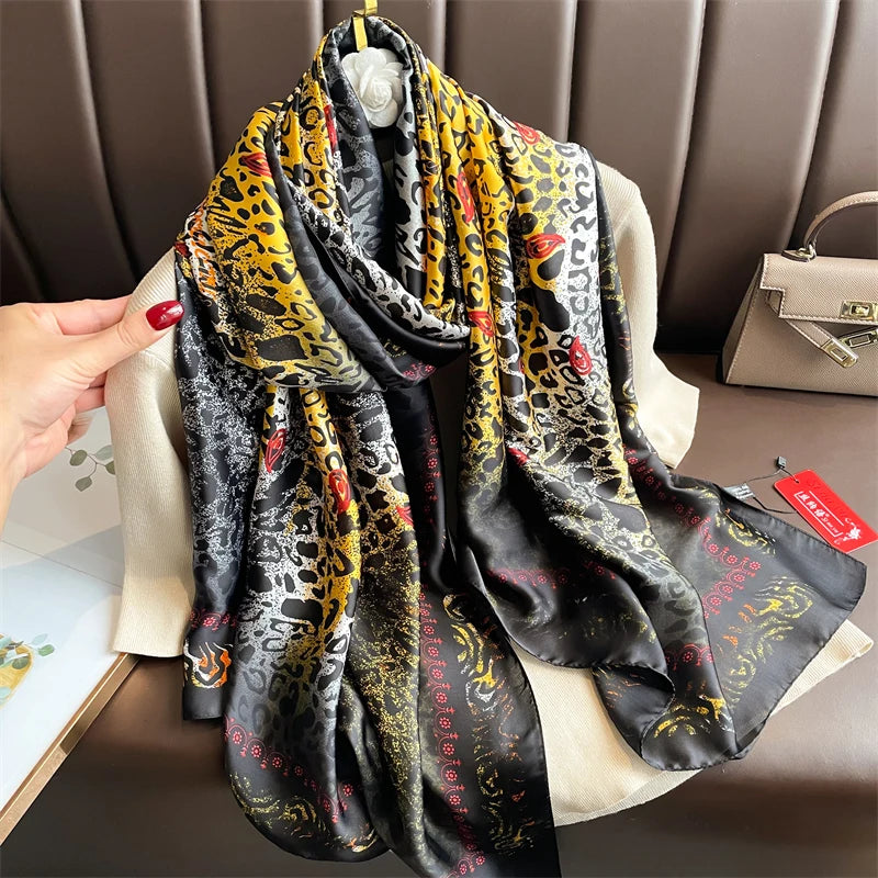 Damen Seidenschal groß 180x90cm Sommer Strand Foulard Bandana weich