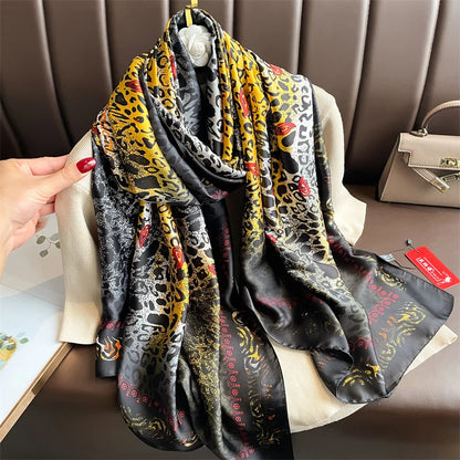 Damen Seidenschal groß 180x90cm Sommer Strand Foulard Bandana weich