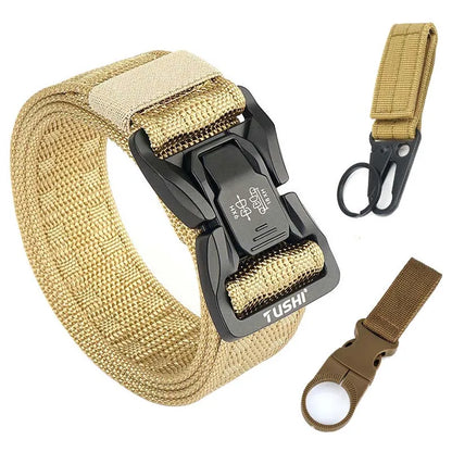 Herren-Taktischer Outdoor-Gürtel Mit Metall-Schnalle Und Schnellverschluss In Schwarz
