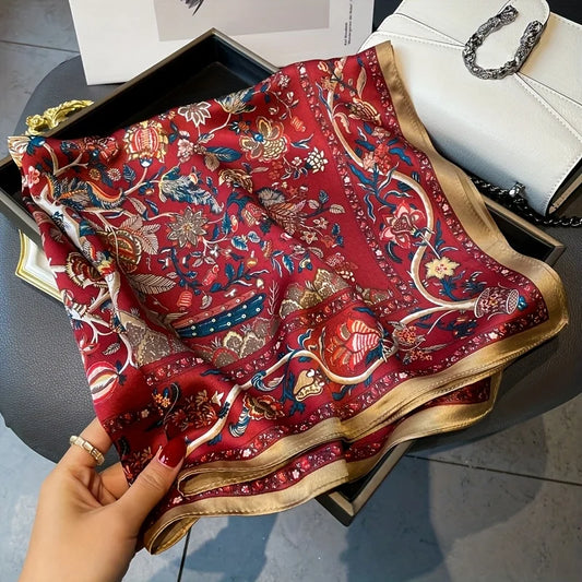 Damen Seidenschal quadratisch Luxus Haarband Halstuch Krawatte Handgelenk Bandana E