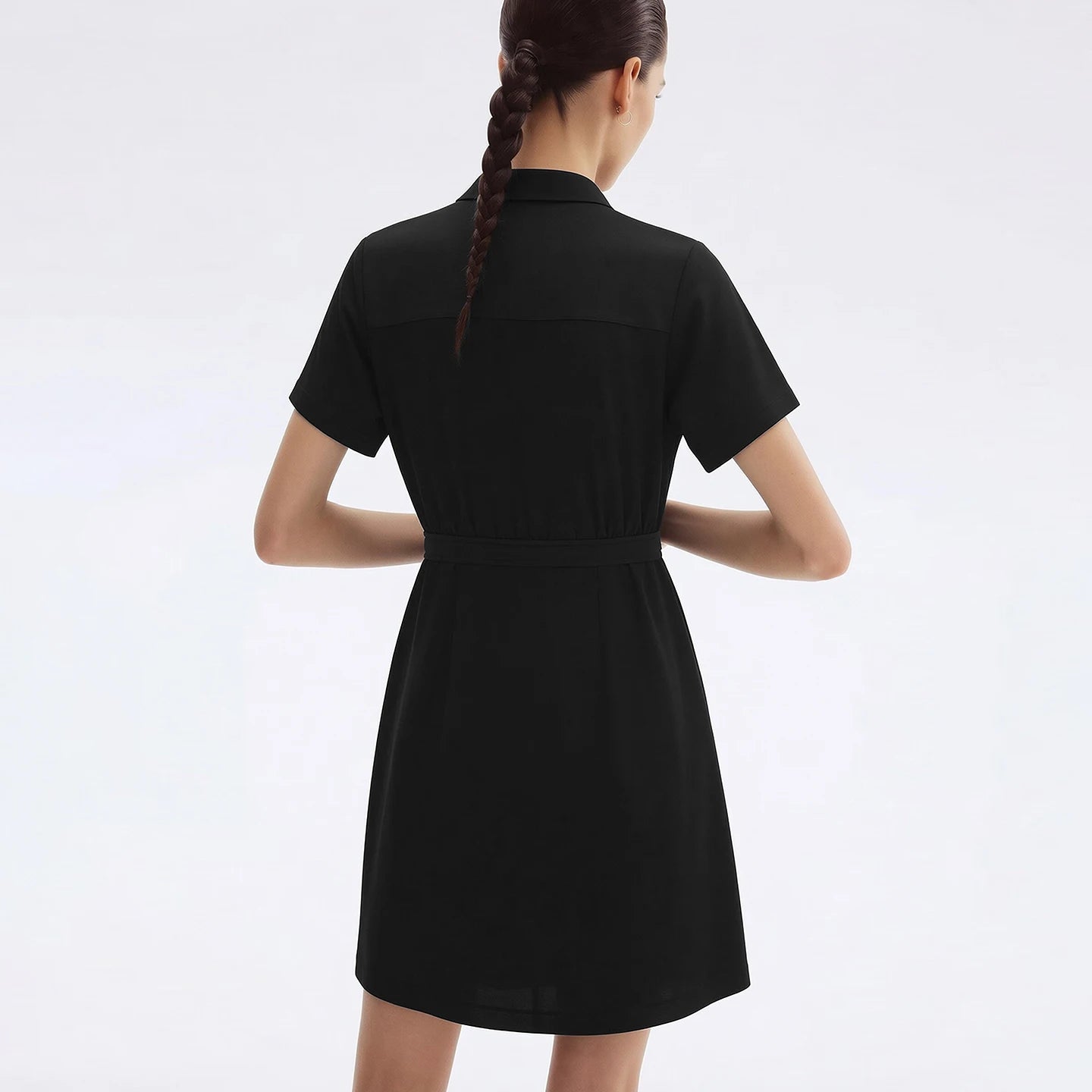 Elegantes Damen Midikleid Mit Reverskragen Und Stretch