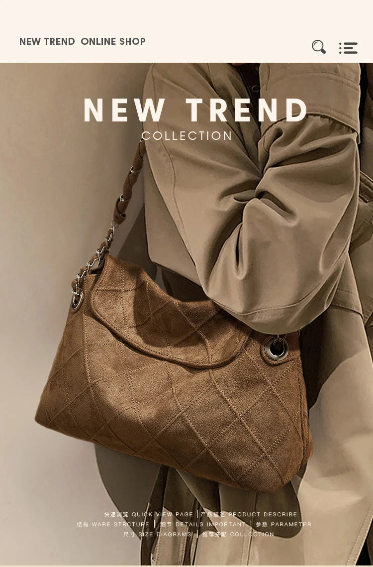 Damen Schultertasche mit großem Fassungsvermögen im Retro-Look