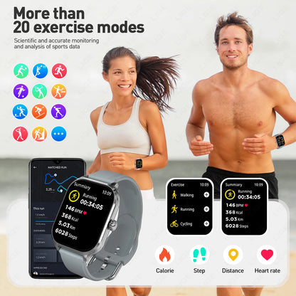 LIGE 2,01 "Wireless Anruf Smartwatch Voller Touchscreen Gesundheit Schlaf Fitness Tracking Smart Uhr Wasserdicht Für Android IOS Telefon