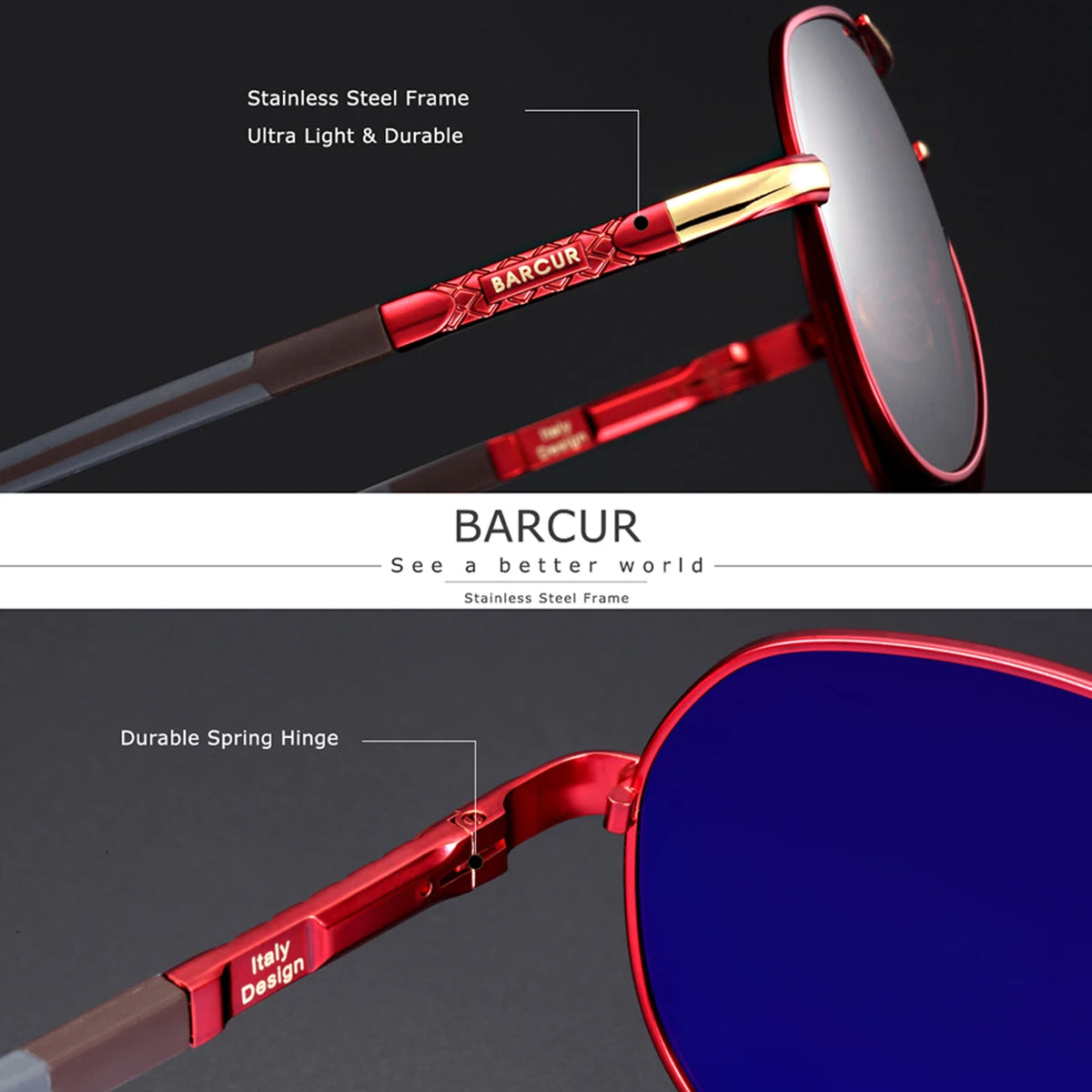 Damen-Sonnenbrille Pilotin TAC Silikon rutschfest Spiegel polarisiert