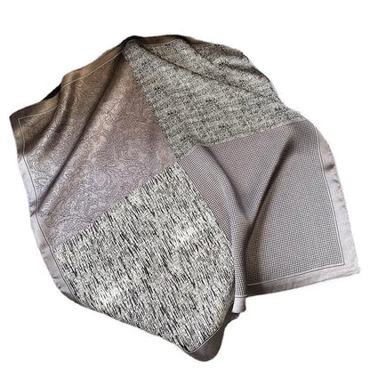 Damen Seidensatin Schal Tasche Kopf Bandana Halstuch bedruckt C
