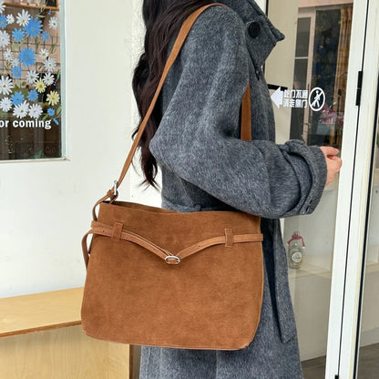 Tote-Tasche aus Echt Wildleder | Kaffee-Braun, Viel Platz
