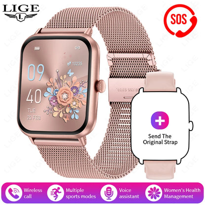 LIGE Neue Herrenuhr 1,83-Zoll SOS Sport Fitness Tracker Herzfrequenz Blutsauerstoff Frauen Smart Watch Wasserdicht für Android IOS