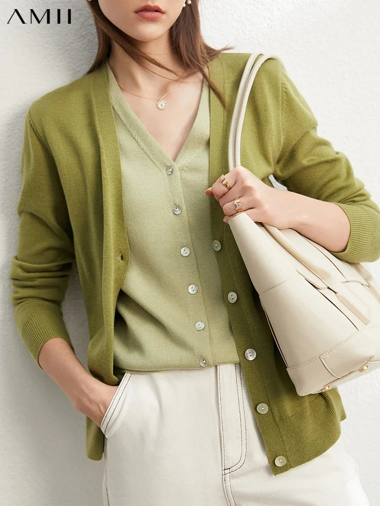 Damen-Strickjacke V-Ausschnitt dünn locker Patchwork Sommer