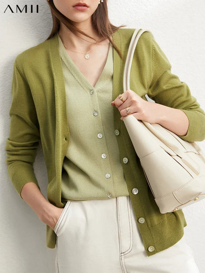 Damen-Strickjacke V-Ausschnitt dünn locker Patchwork Sommer