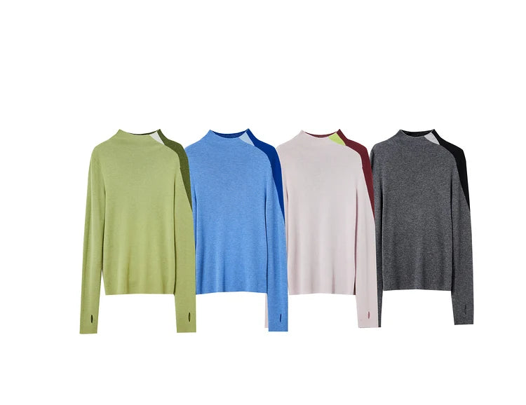 Pullover mit Stehkragen in Grün, Blau, Hellrosa und Dunkelgrau (4 Farben)