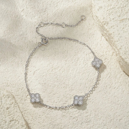 Damen-Armband mit Kleeblatt-Moissanit aus Sterlingsilber
