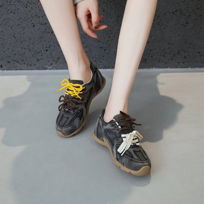 AIYUQI frauen Turnschuhe 2025, Neue Nicht-slip Deutsch Training Schuhe Für Frauen Flache Große-größe Echtes Leder Laufschuhe weibliche Schuhe