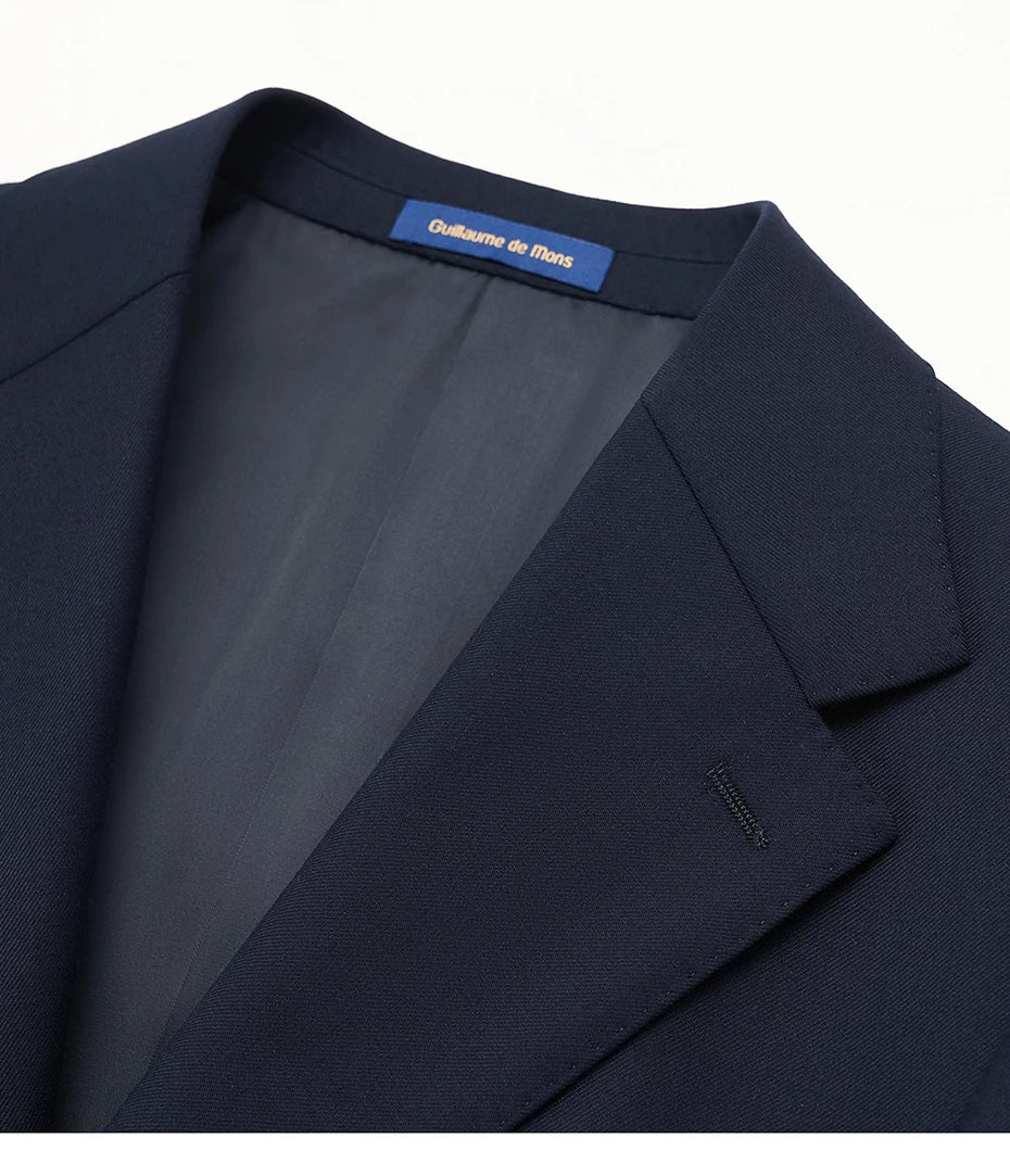 Luxuriöses Herrenanzug-Set aus 100% Wolle in Schwarz – Slim-Fit Blazer und Hose für Business, Alltag und Hochzeit
