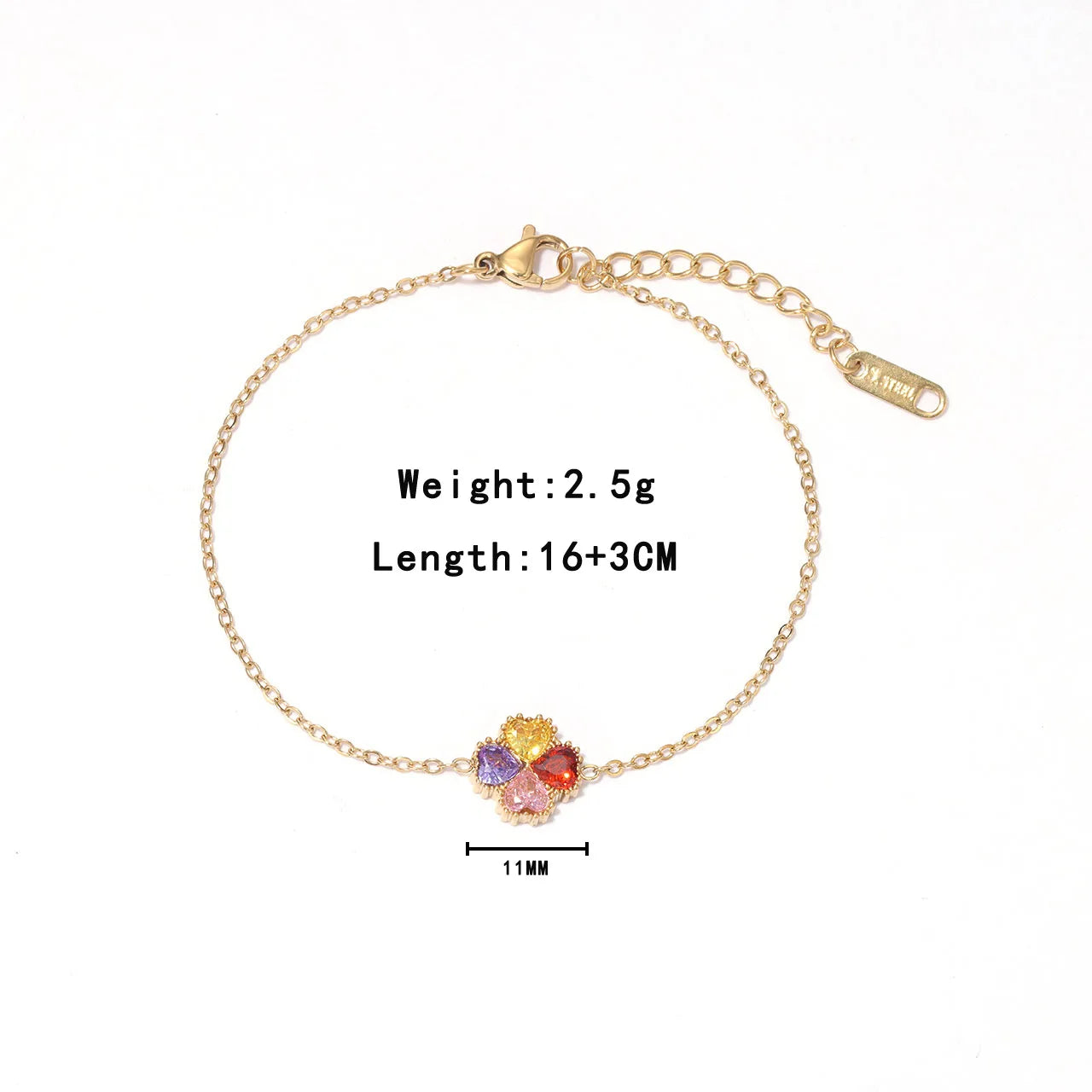 Damen-Armband mit bunten Zirkonia-Herzen