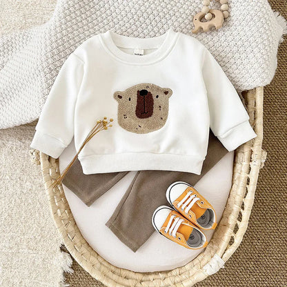 Unisex Baby Outfit Set mit Nette Bär Fleece Hoodie und Hosen